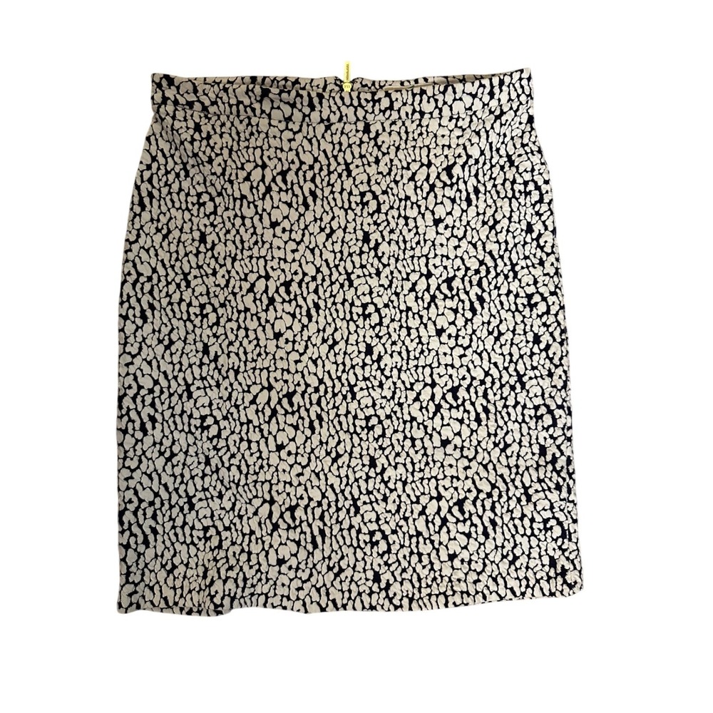 Michael Kors Womens XL Animal Print Zip Skirt Navy‎ White